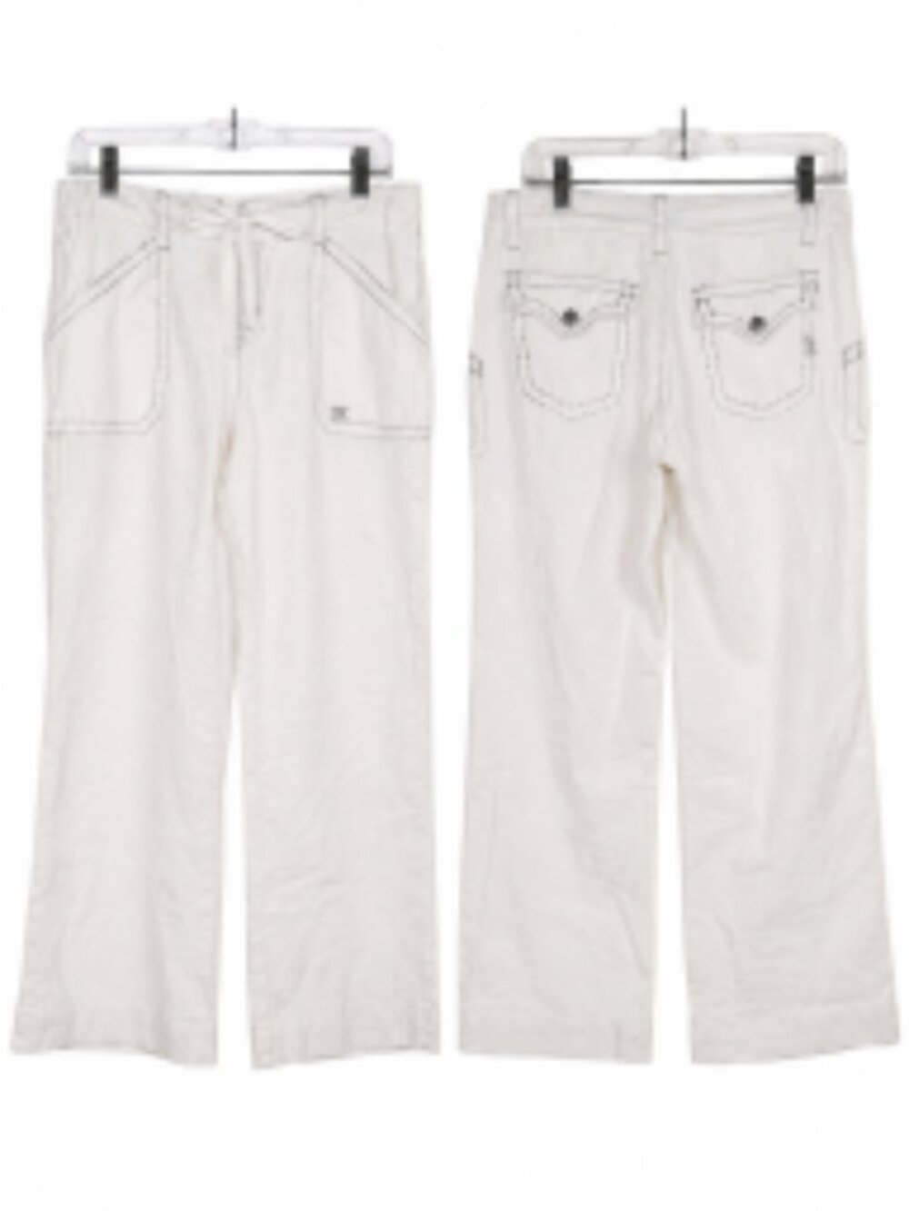 Miss Me Linen Blend Cargo Women’s Wide Leg Trouser Whit Pants Medium